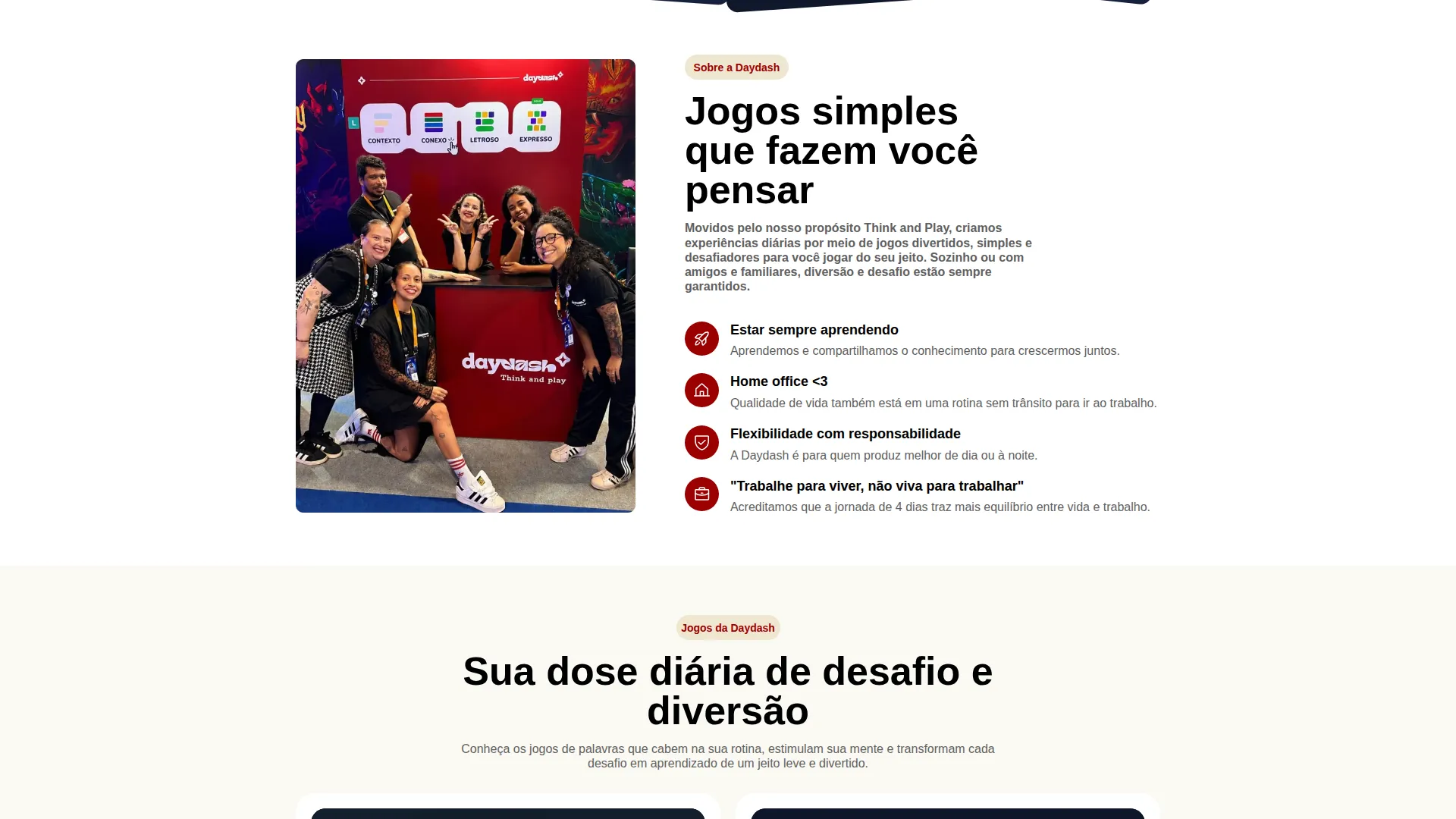 Seção Sobre a Daydash