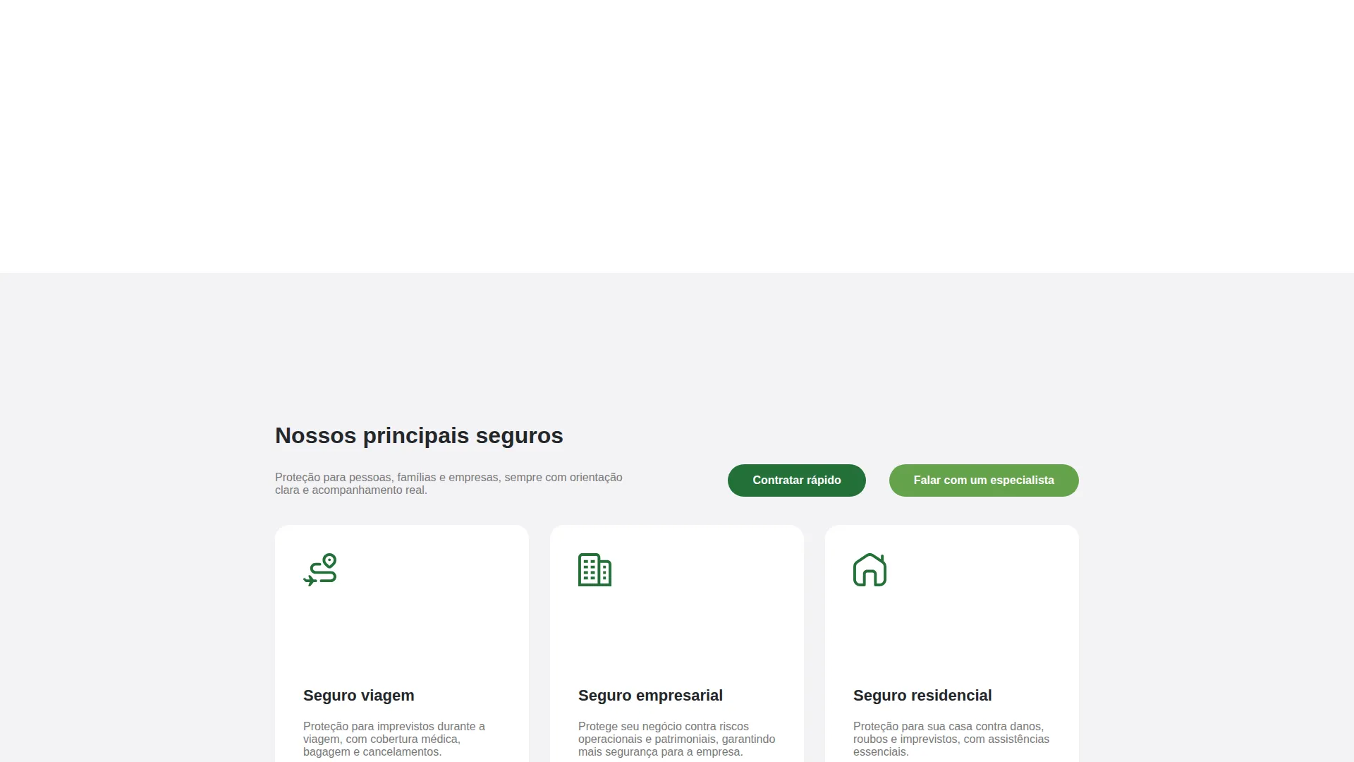 Tela do site da Lima & Figueiredo: Nossos seguros