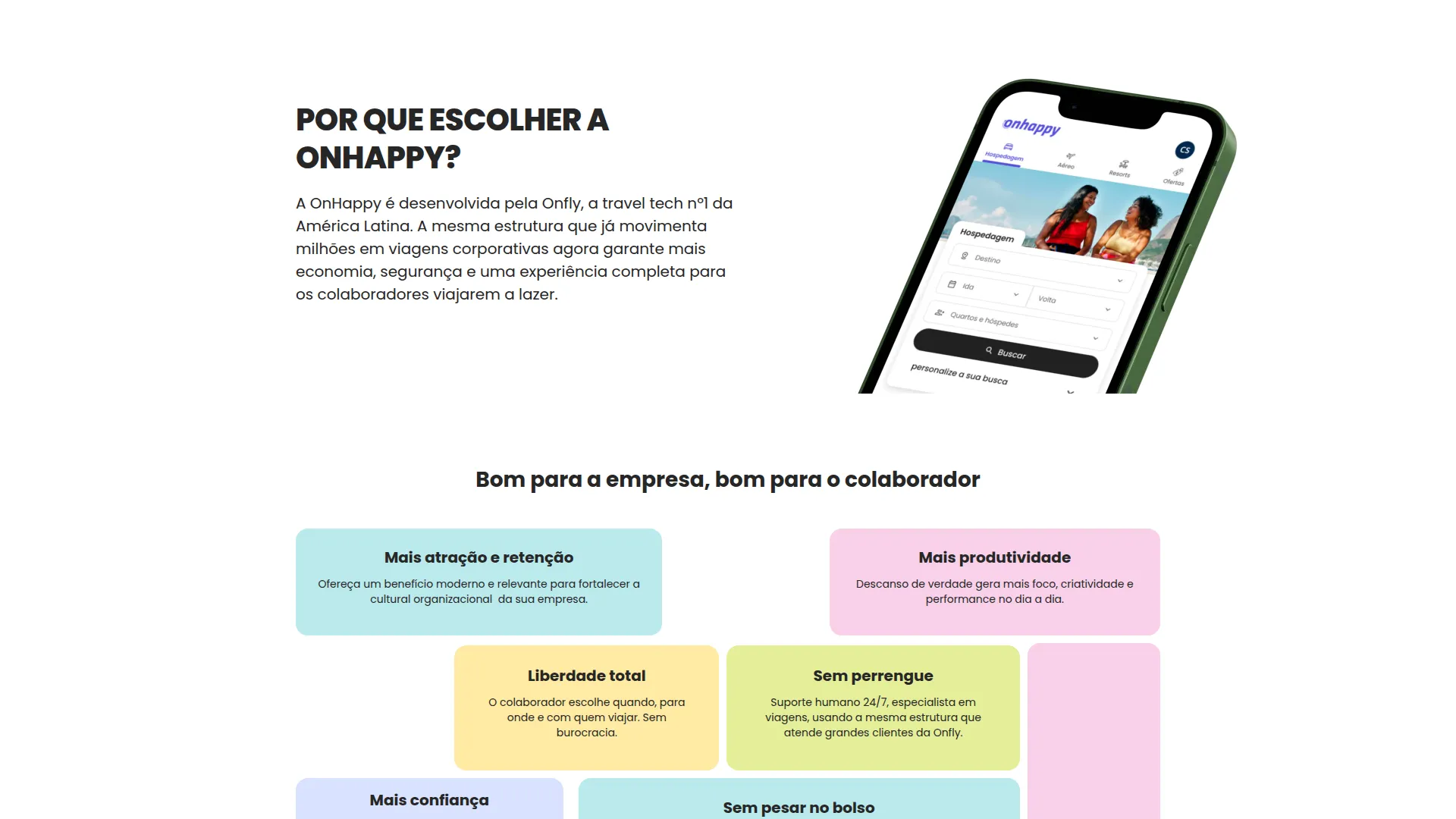 Tela do site da Onhappy: Por que a Onhappy