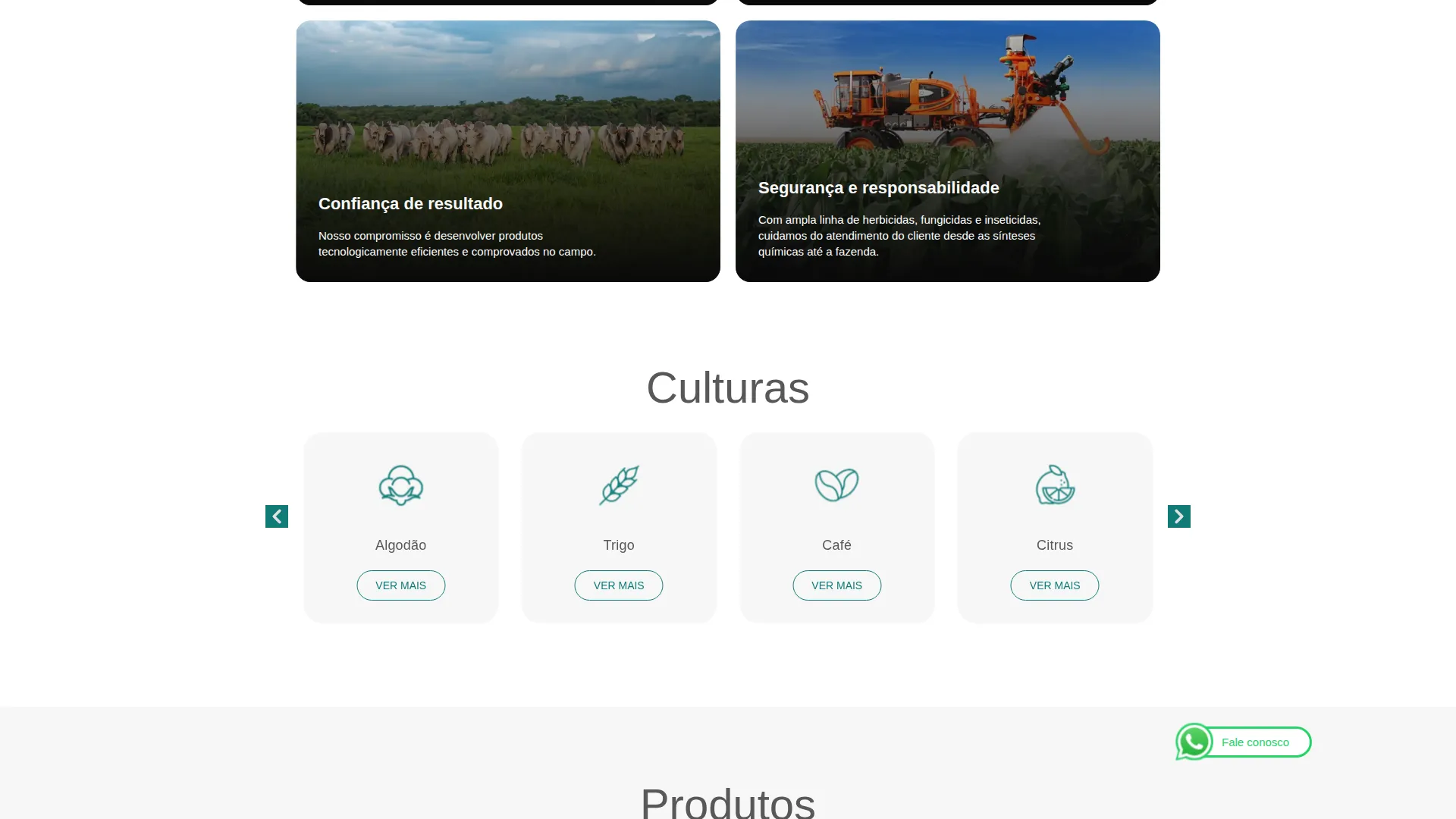 Tela do site da Tide Brasil: Culturas