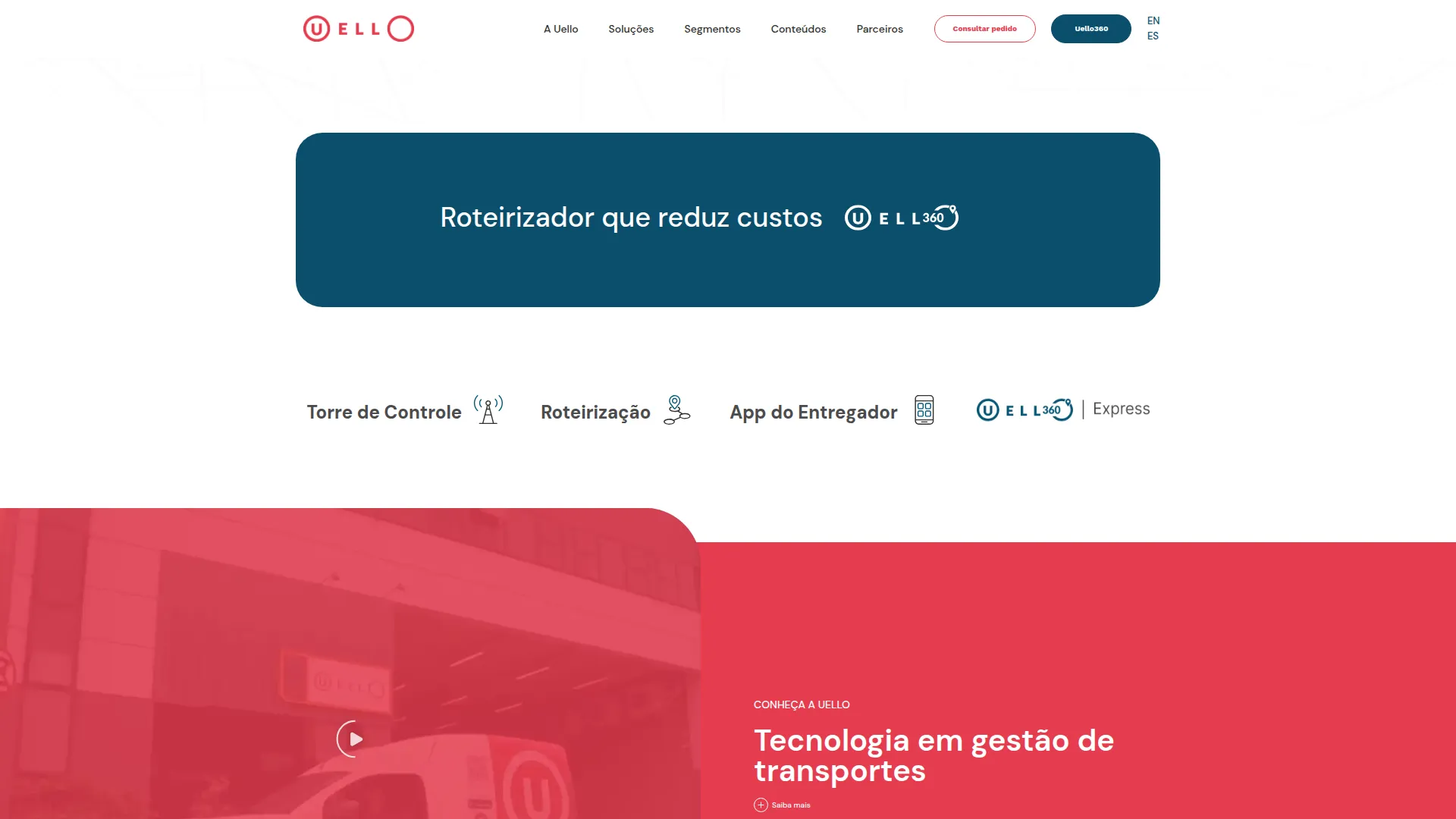 Tela do site da Uello